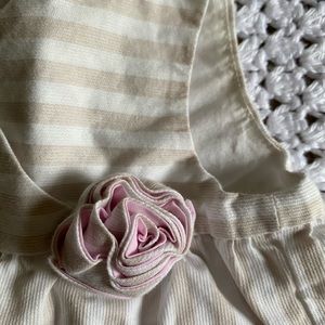 Janie and Jack Tan and Cream Rosette top NB